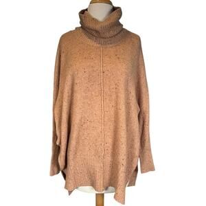 Jessica Simpson XS Oversized Turtleneck Sweater Neutral Speckled Knit NWOT